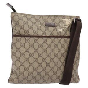 Authentic GUCCI GG Supreme Shoulder Bag PVC Beige Gold 141626